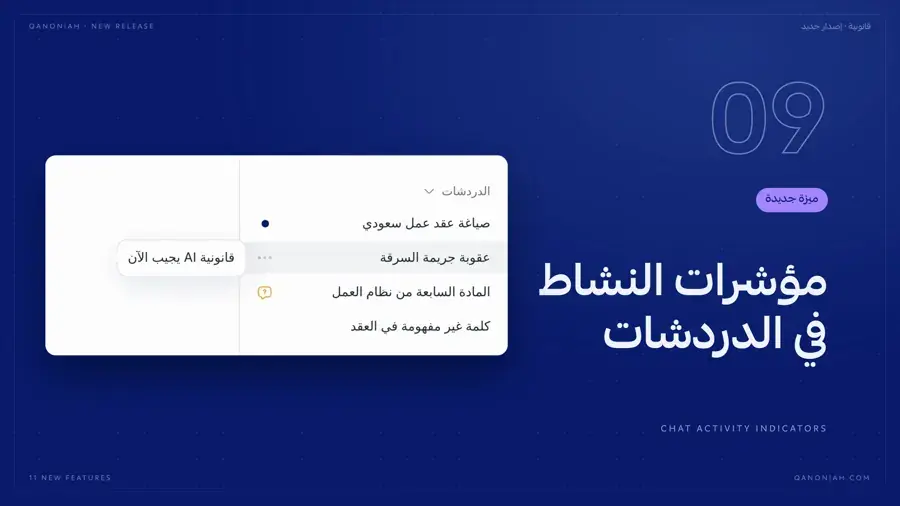مؤشرات النشاط في قائمة الدردشات